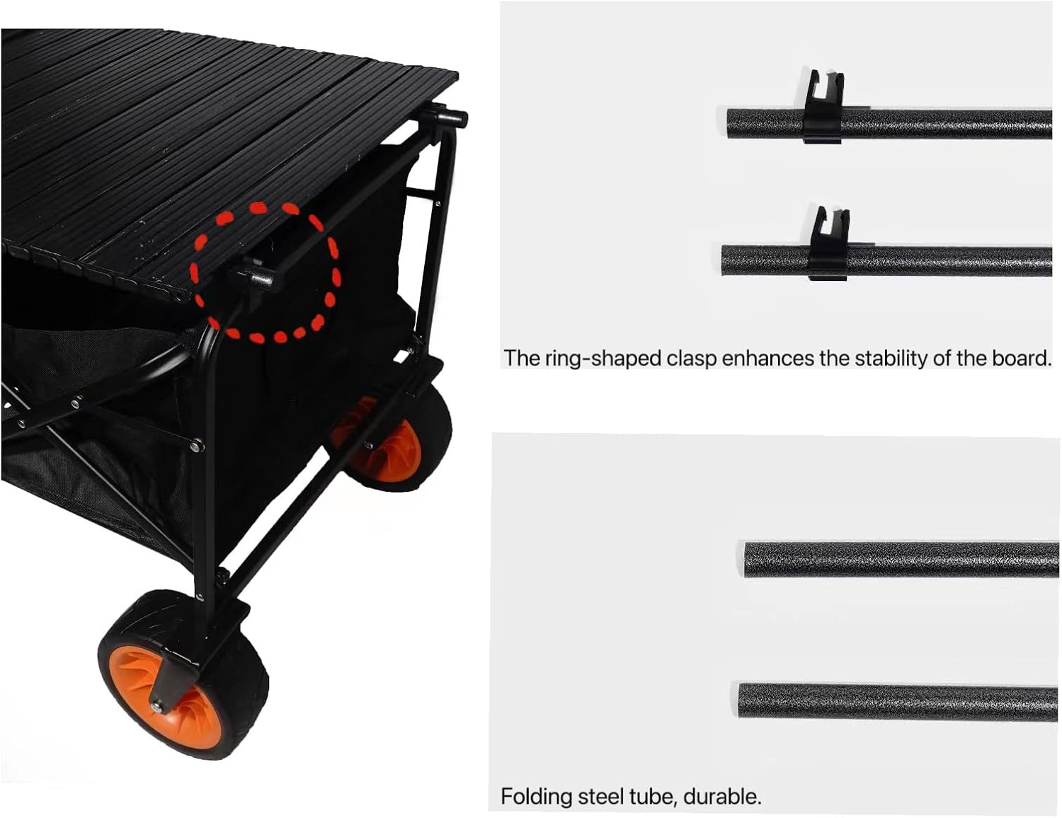 Tablero plegable de acero de aleación de aluminio para carrito de jardín, carrito plegable, tablero de metal plegable resistente para acampar al