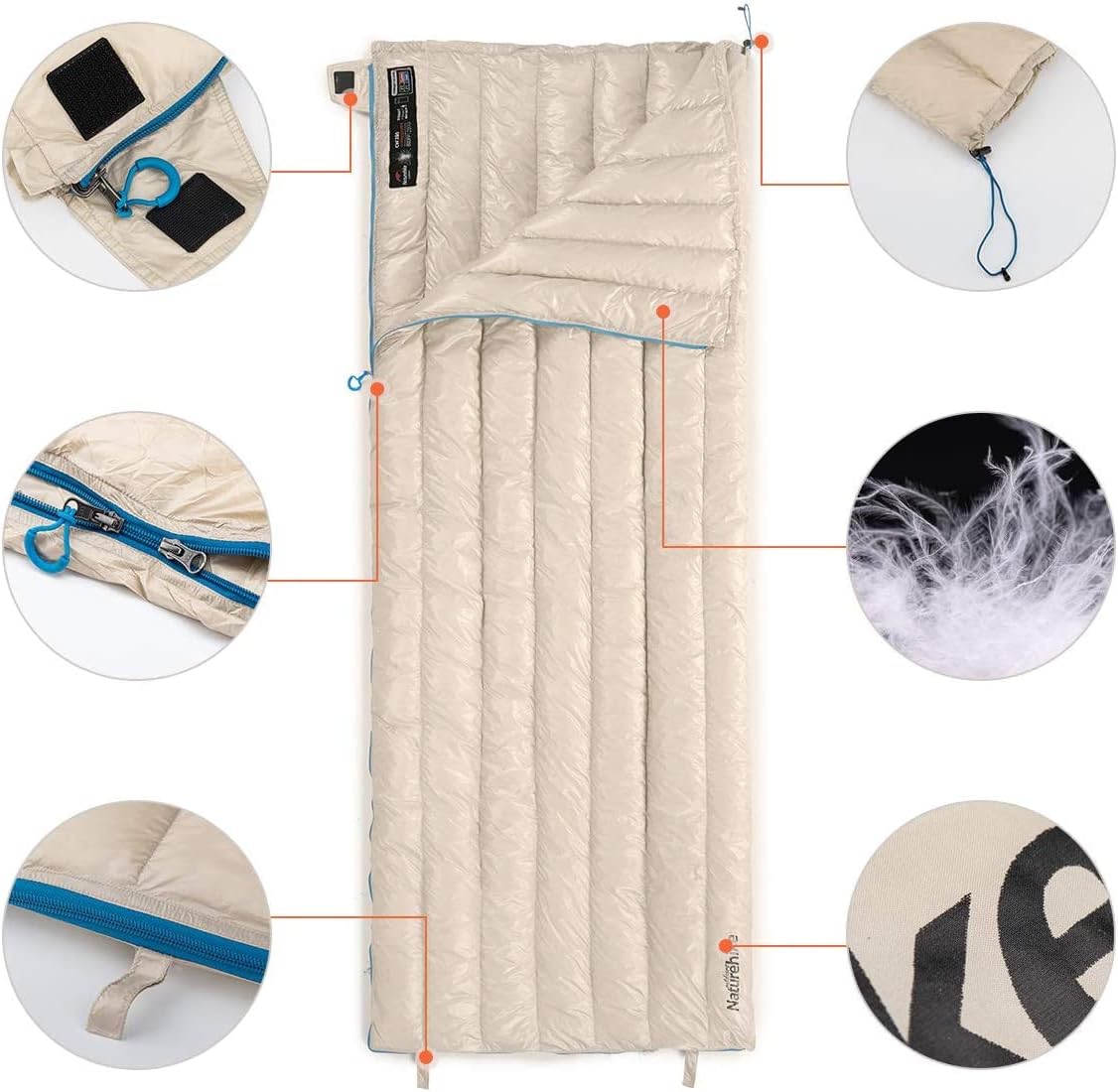 Naturehike Saco de dormir ligero compacto 800 relleno de plumón de ganso compacto para adultos al aire libre camping senderismo