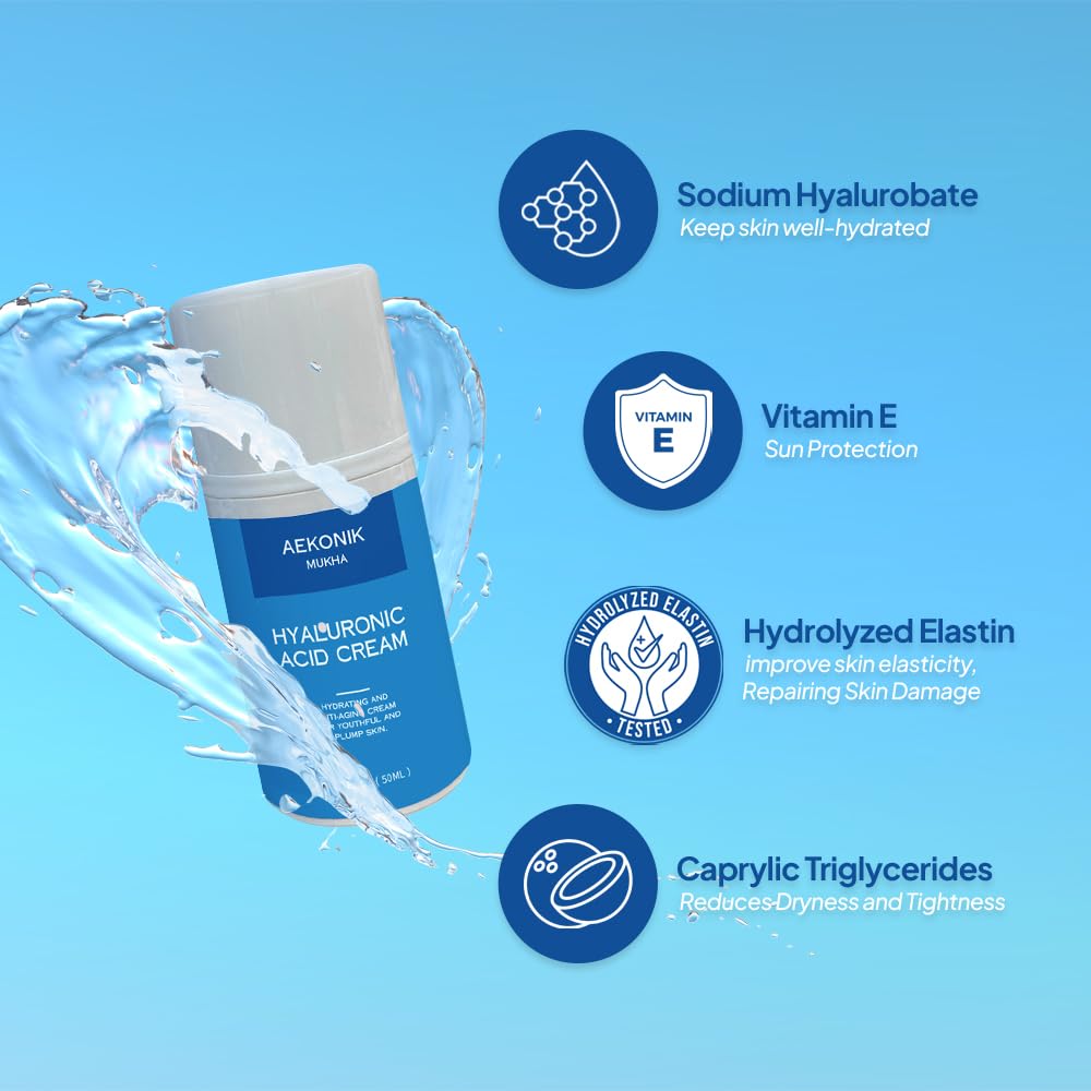 Suero facial de ácido hialurónico – Hidratante facial con vitamina A, E, C, té verde, ácido hialurónico y extractos de frutas – Suero