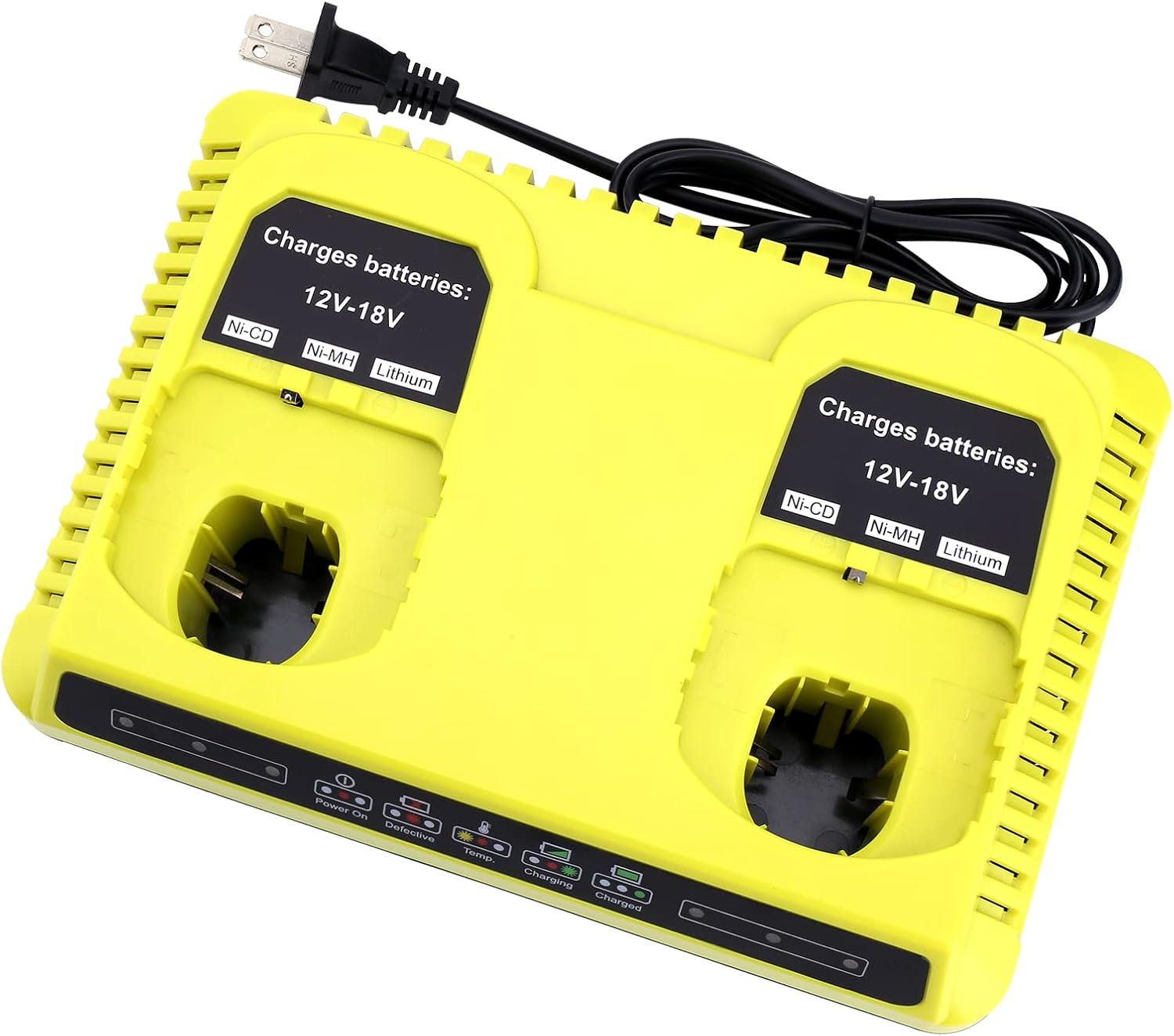 Cargador rápido P117 de 2 puertos para batería Ryobi 18V ONE+ Max Lithium P100 P102 P103 P105 P107 P108 P117 P118 12V-18V Li-Ion NiCd NiMh Batería
