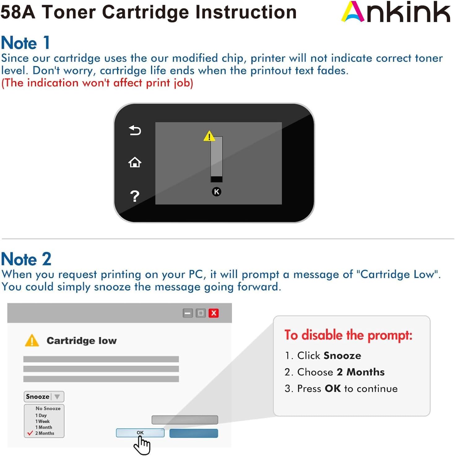 (con chip) ANKINK 58A CF258A Cartucho de tóner negro de alto rendimiento de repuesto para HP 58A 258A 58X CF258X para impresora láser MFP M428fdw