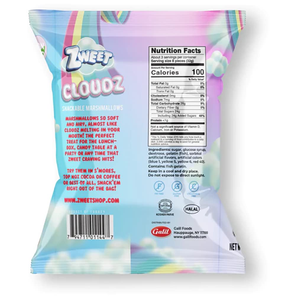 Zweet Cloudz Snackable Marshmallows Unicorn Twists – Sin grasa, sin gluten, Kosher, malvaviscos halal, 3.5 onzas (paquete de 3)