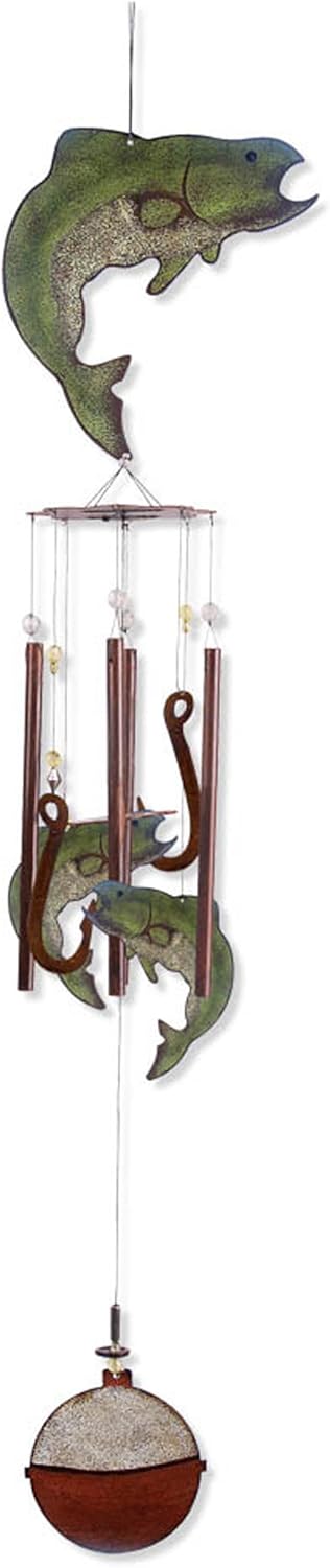 Sunset Vista Designs Catch of the Day – Campanilla de viento de pez, verde, 36 pulgadas de largo