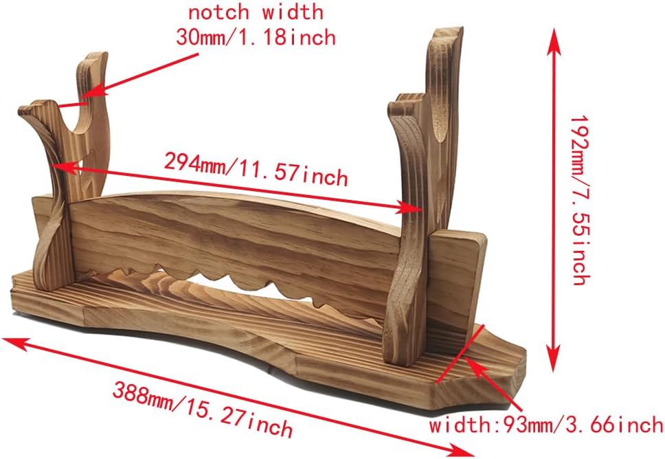 MANNIFEN Soporte de pared para espada Samurai Sword Rack Katana Wakizashi Soporte de exhibición (soporte de madera maciza de 1 nivel)