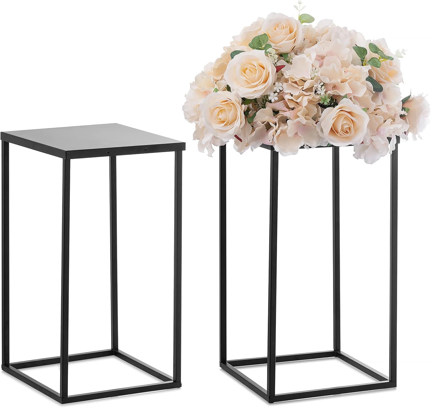 Nuptio Jarrón negro para centros de mesa de boda, 2 jarrones de 15.7 pulgadas de alto para centros de mesa de boda, jarrones negros para flores,