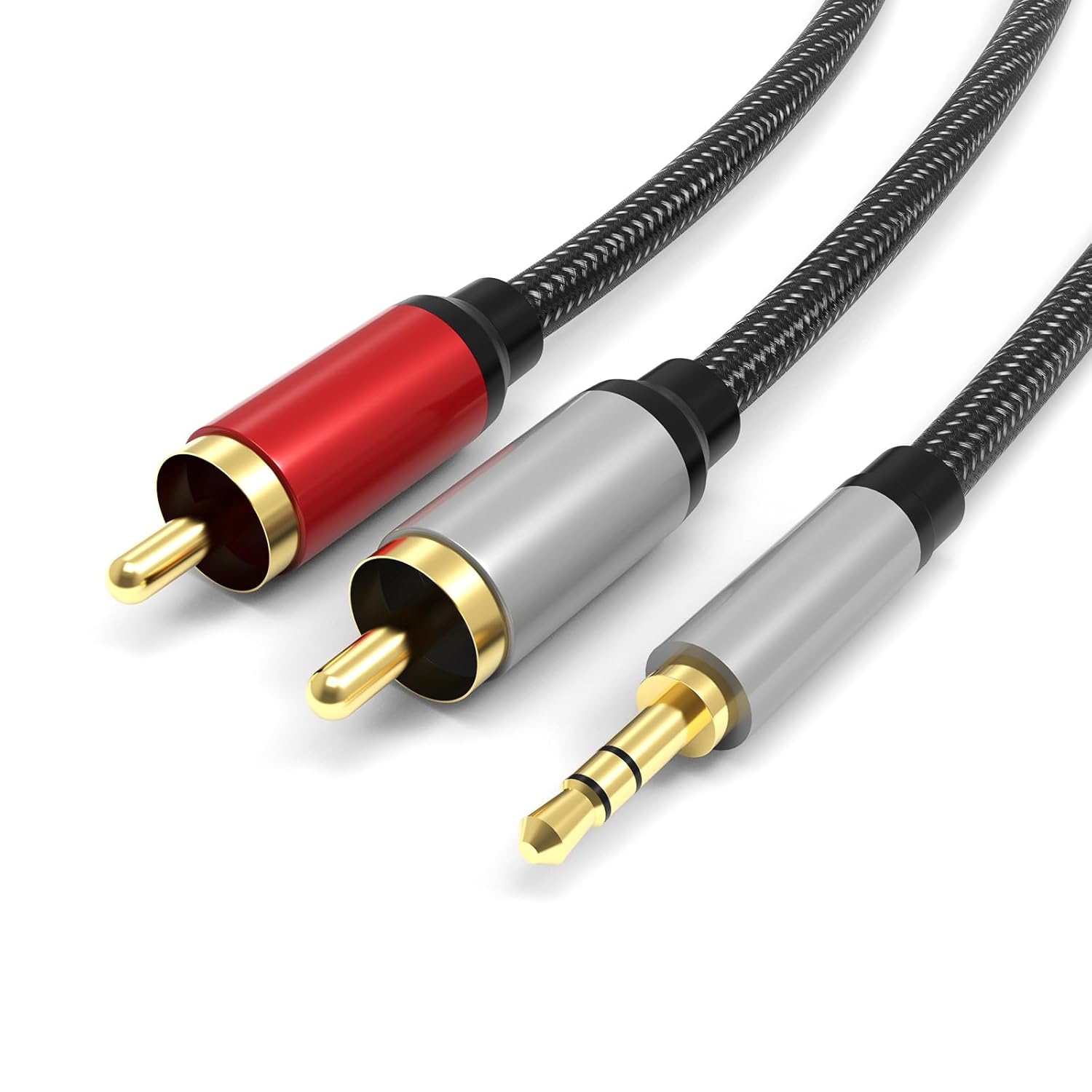 Cables RCA, cable de nailon trenzado RCA a 0.138 in, cable auxiliar macho a macho a RCA de audio Y para teléfonos inteligentes, MP3, tabletas,