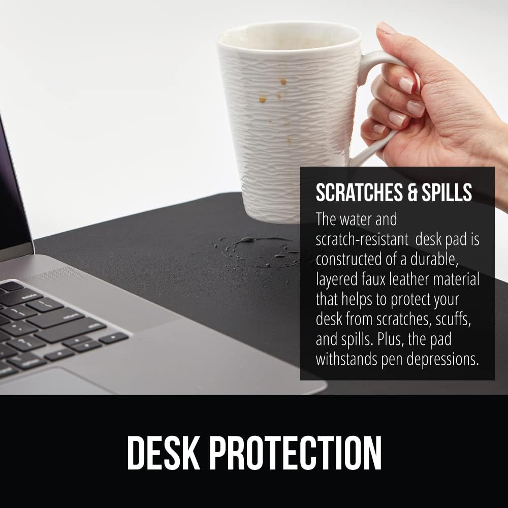 GORILLA GRIP Alfombrilla de escritorio, antideslizante y resistente al calor, almohadillas de piel sintética suave, protector de doble cara, fundas