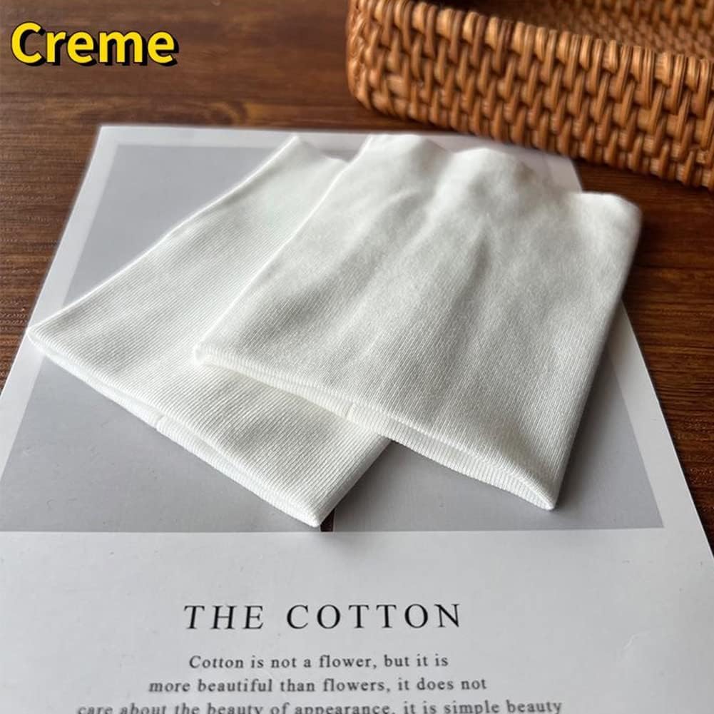 1 par de tela de algodón elástico de punto fino para coser camisas, tops y bricolaje (crema, 1 par)
