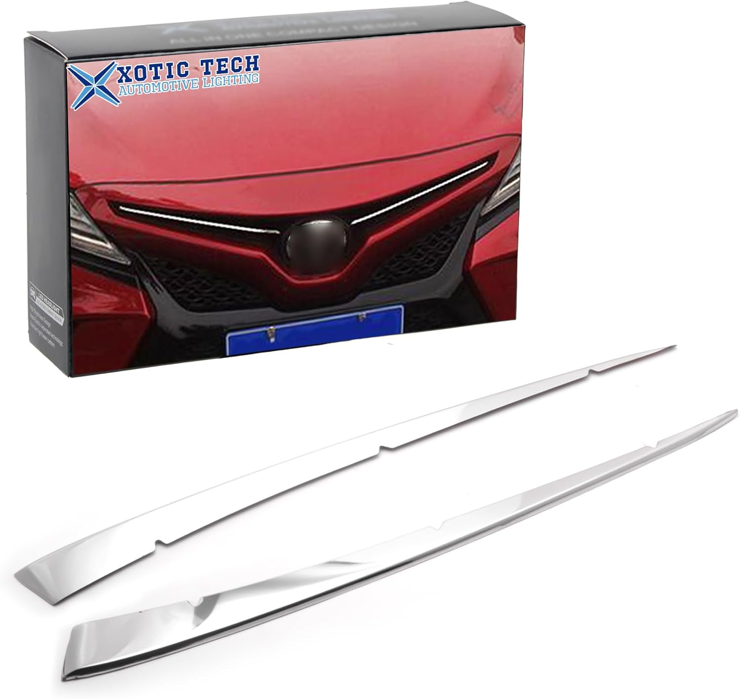 Xotic Tech – Cubierta de rejilla frontal para capó central, acero inoxidable cromado, compatible con Camry SE XSE 2018-2024
