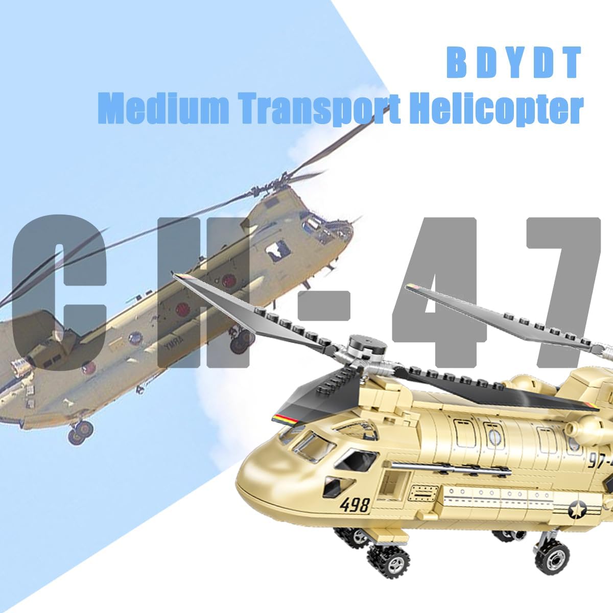 CH-47 Chinook Transport Helicopter Military Army Aircraft Building Blocks Sets451 Pieces Gift for Adults and Kids