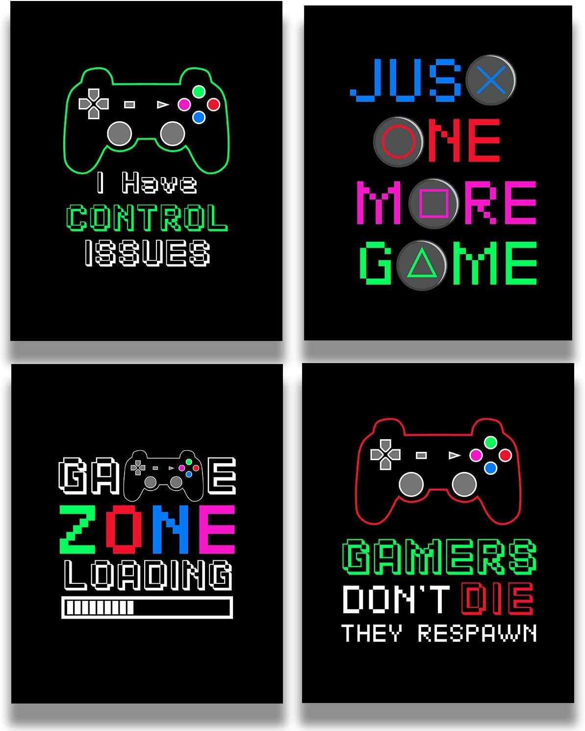 Decoración de sala de juegos para niños, cosas geniales para tu habitación, cueva de hombre, dormitorio, sala de juegos o bar, juego de 4 accesorios