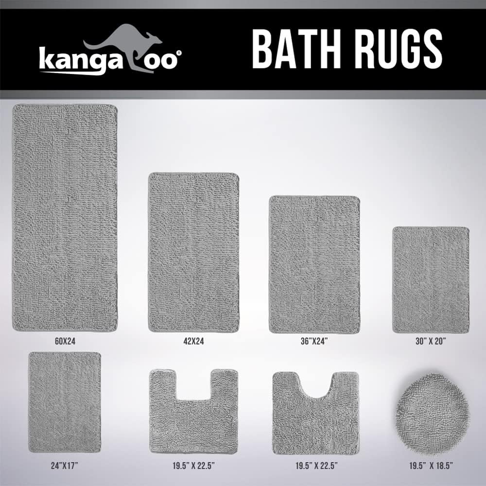 Kangaroo – Alfombra de baño de chenilla, extra suave y absorbente, lavable a máquinaseco, parte inferior fuerte, alfombrillas de felpa para el