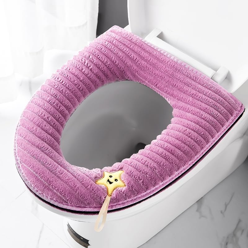 2 piezas más gruesas para asiento de inodoro con asa, cojín suave y grueso lavable, se adapta a todos los asientos de inodoro ovalados
