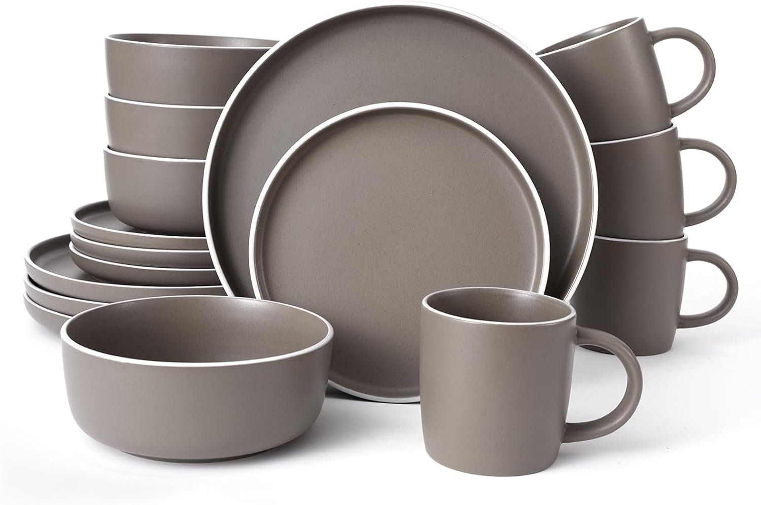 MTLWTL Juego de platos y cuencos para 4, juegos de vajilla con plato, cuencos y tazas de marca, juego de vajilla de cocina redondo, juego de platos