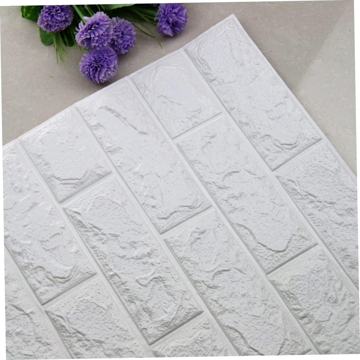 Angoily Paneles de pared de espuma, adhesivos para piso, decoración blanca, papel tapiz de ladrillo, despegar y pegar, paneles de pared 3D para