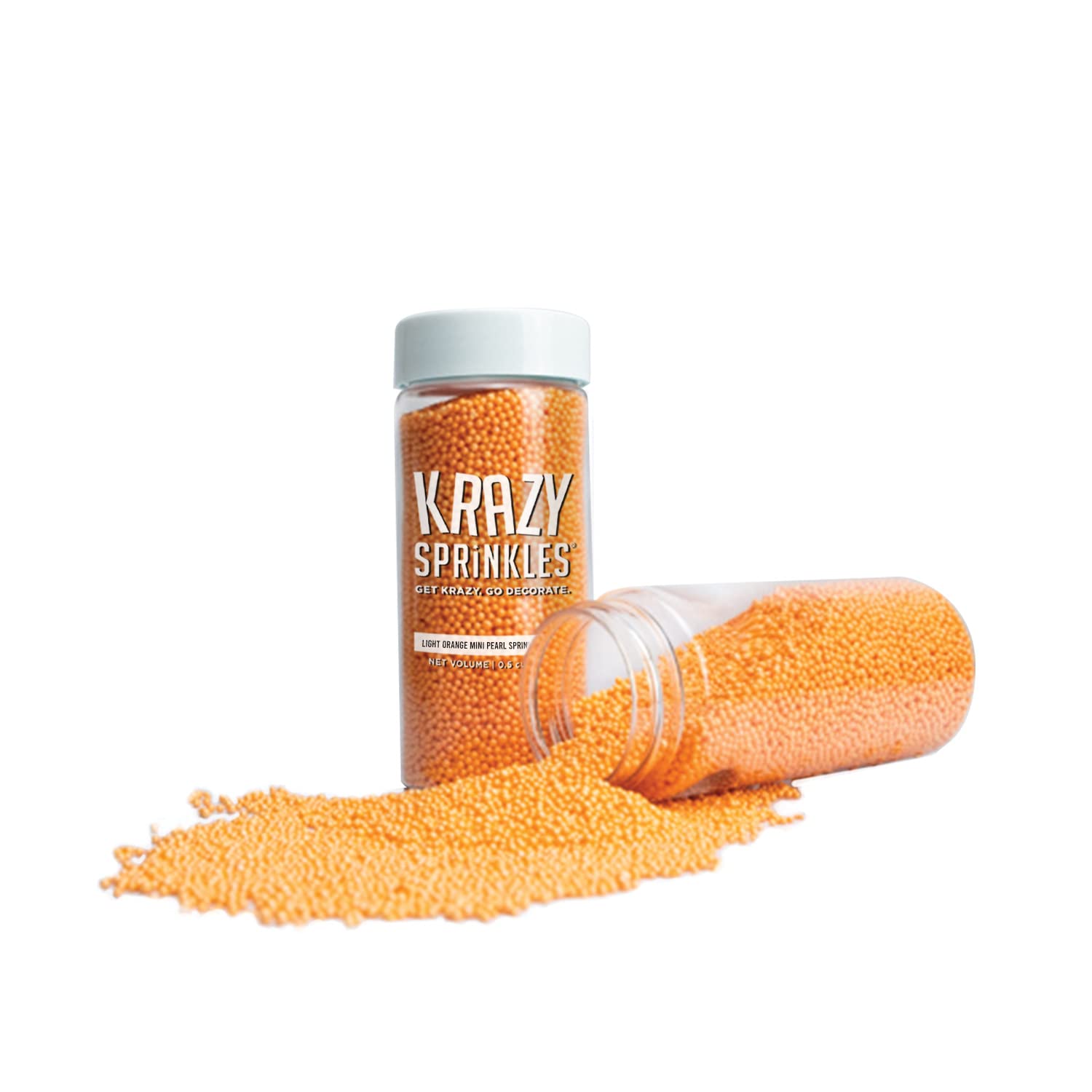 BAKELL Krazy Sprinkles – Mini cuentas de perlas color naranja claro, 100% comestibles de grado alimenticio, sin gluten, sin nueces, para pasteles,