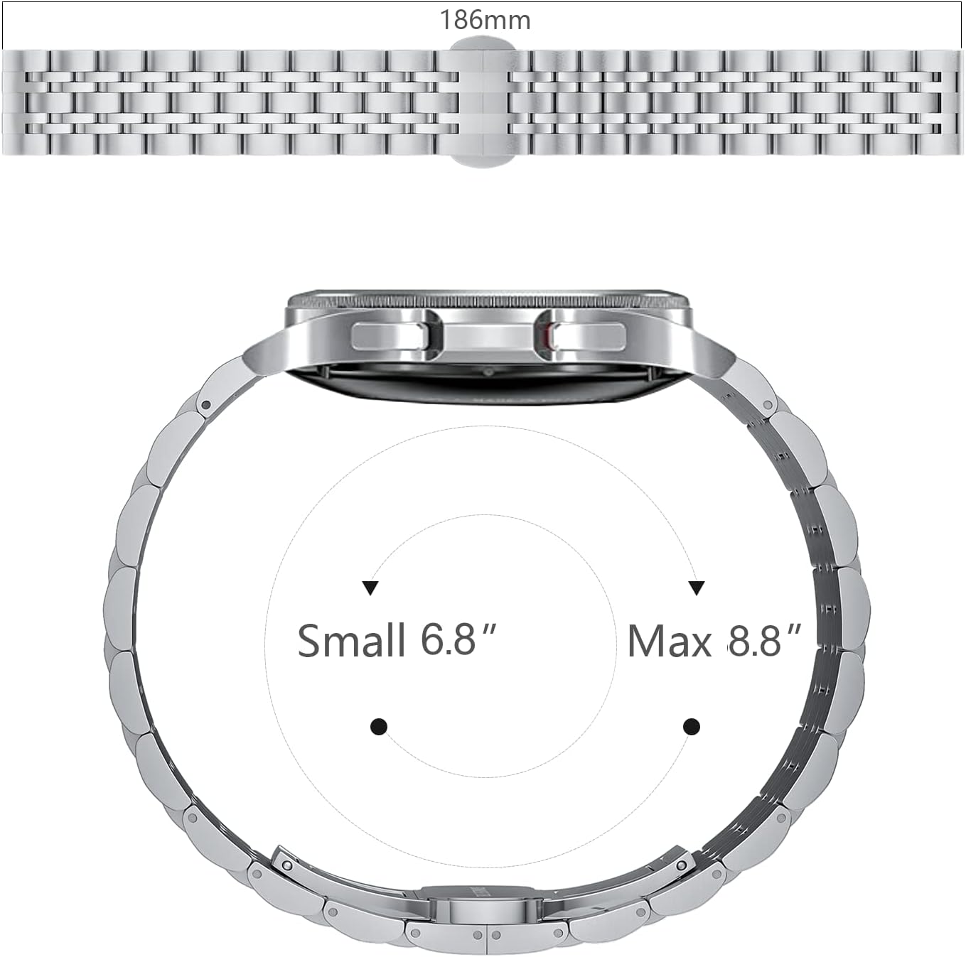 ZPJPPLX Correas de reloj de 0.787 in para Galaxy Watch 5 y 5 Pro, correas de metal de acero inoxidable para Samsung Galaxy Watch 4 y Watch 4