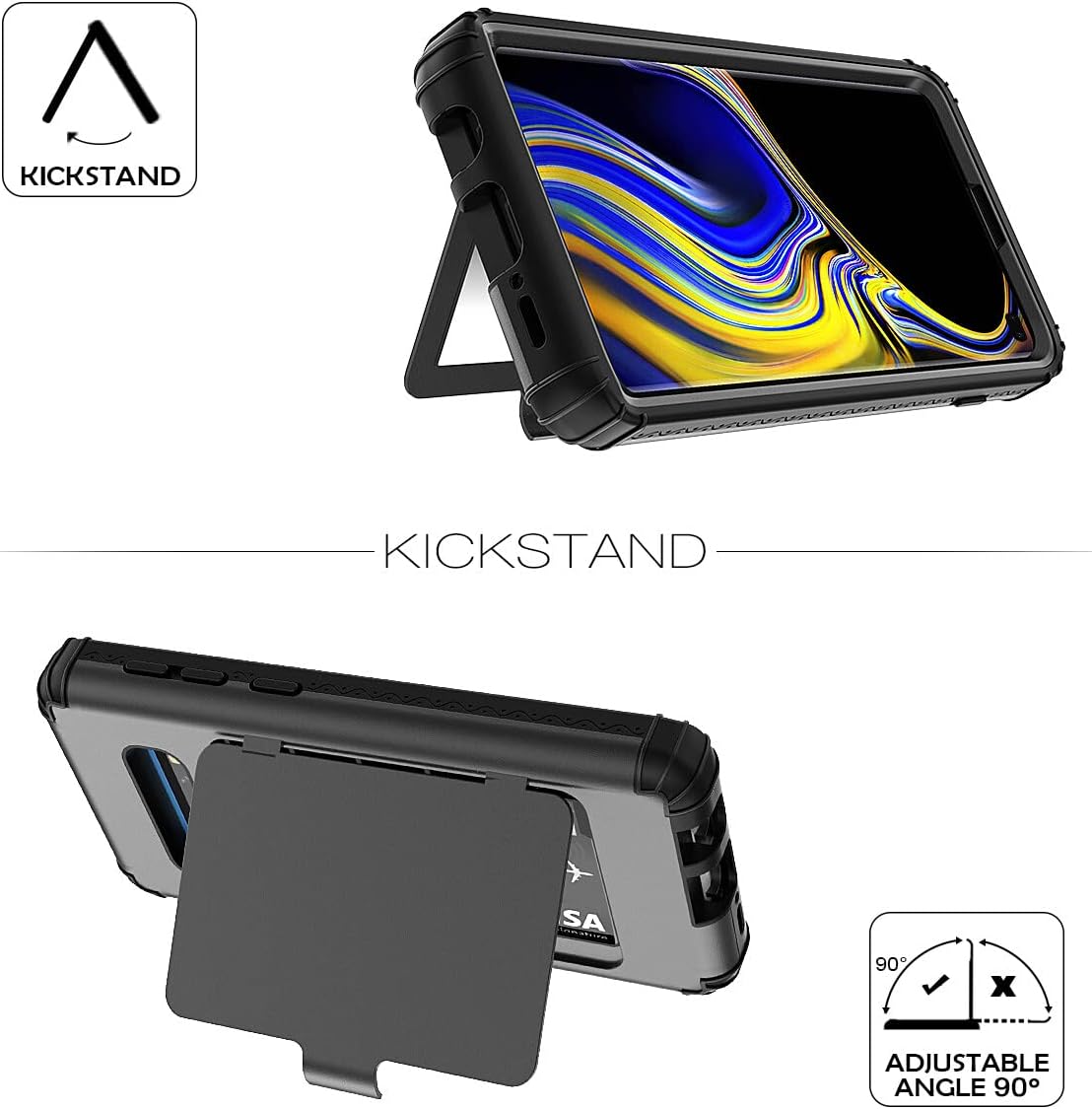 WeLoveCase Funda tipo cartera para Galaxy S10 Defender con espejo oculto, tres capas a prueba de golpes, protección resistente, funda protectora