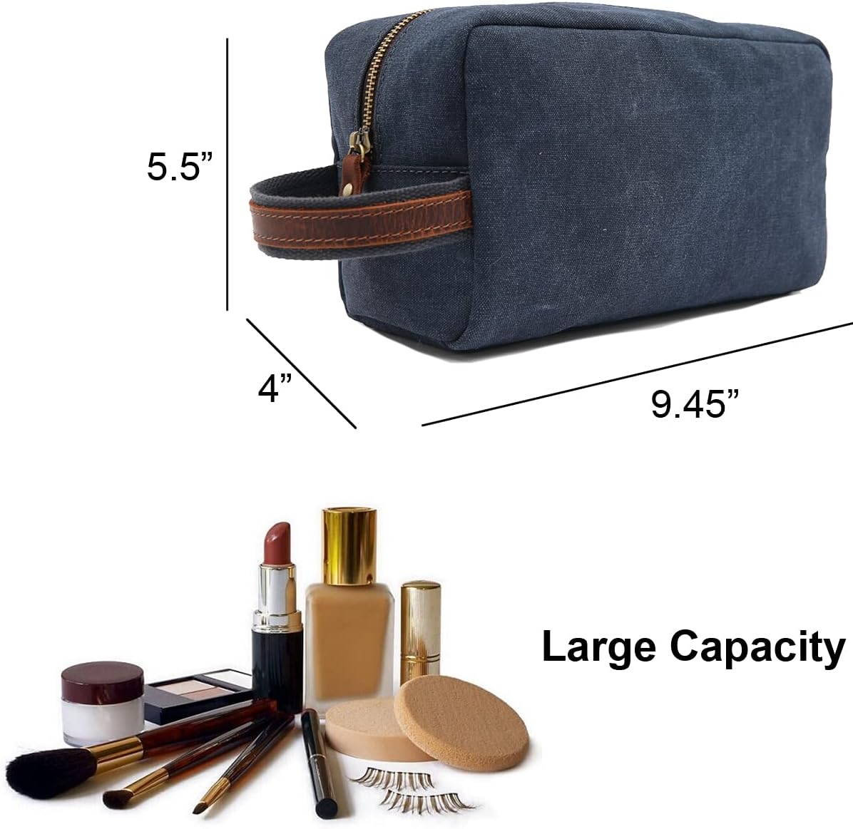RC ROCKCOW Neceser personalizado bordado lona Dopp kit regalo personalizado monograma bolsa de afeitar con cremallera para hombres y mujeres,