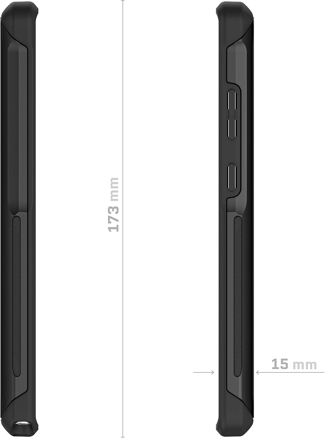 Ghostek ATOMIC – Funda delgada para Galaxy S23 Plus con parte trasera transparente y parachoques de metal de aluminio, protección de carga
