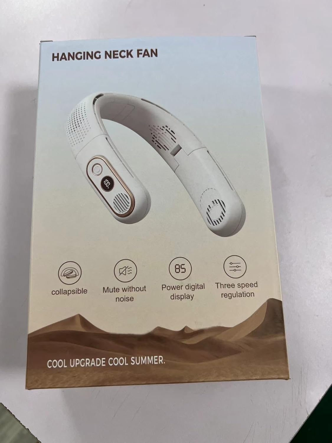 Ventilador de cuello portátil sin aspas, recargable, 5000 mAh, aire acondicionado de cuello de 3 velocidades, ventiladores personales con 4 motores