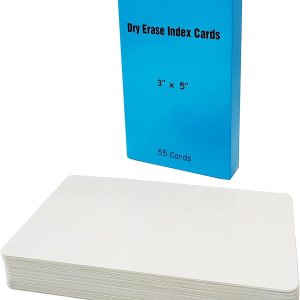 Tarjetas de índice de borrado en seco, 3 x 5 pulgadas, 55 tarjetas laminadas, ambos lados en blanco, tarjetas de notas reutilizables de borrado en Tarjetas de índice de borrado en seco, 3 x 5 pulgadas, 55 tarjetas laminadas, ambos lados en blanco, tarjetas de notas reutilizables de borrado en