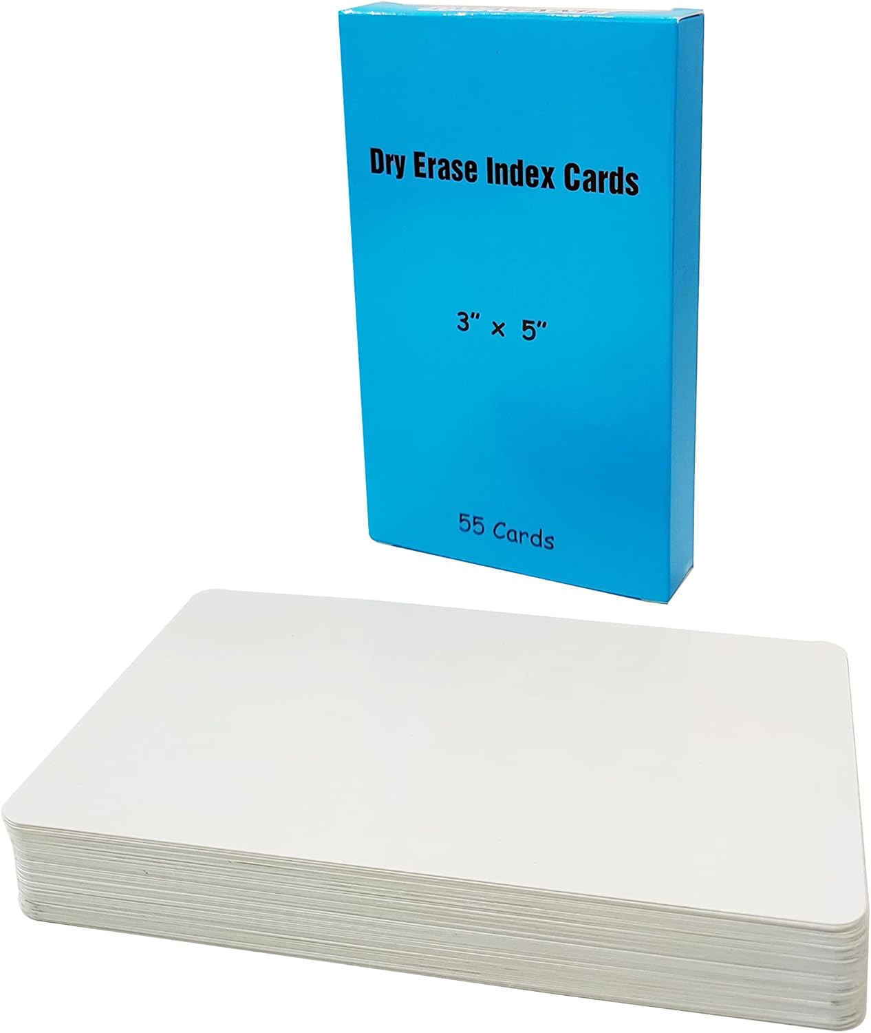 Tarjetas de índice de borrado en seco, 3 x 5 pulgadas, 55 tarjetas laminadas, ambos lados en blanco, tarjetas de notas reutilizables de borrado en