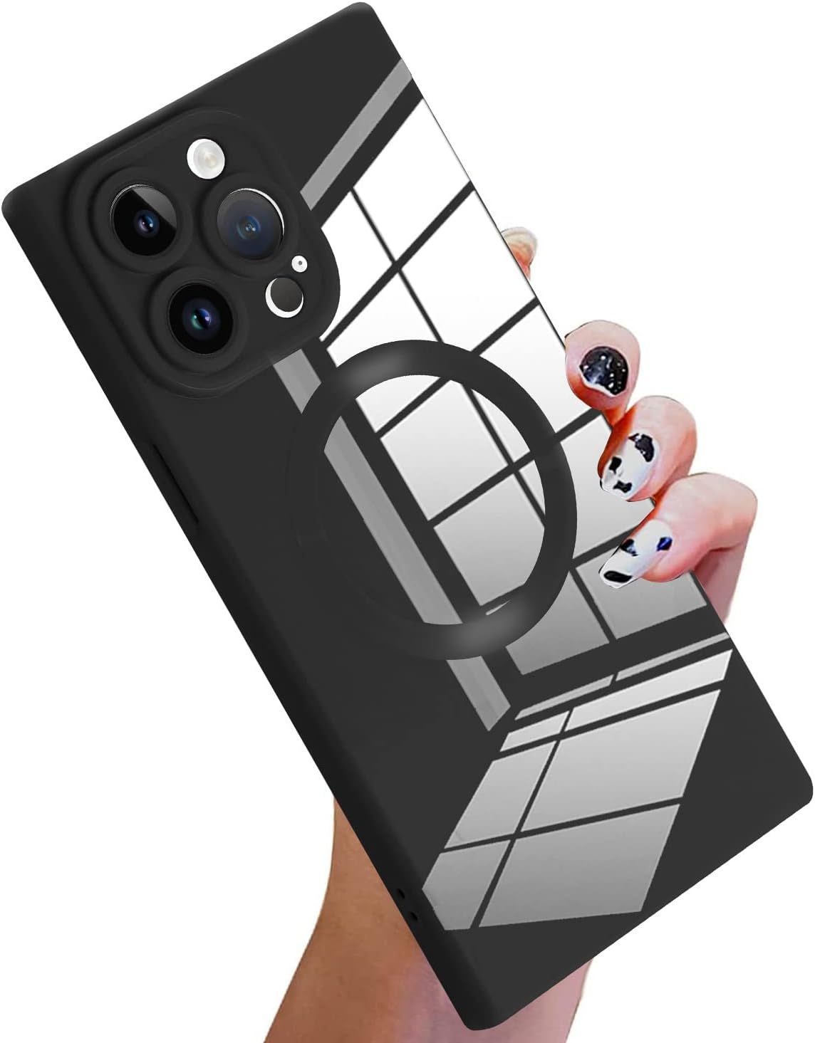 KANGHAR Funda cuadrada compatible con iPhone 14 Pro Max de lujo, bonito diseño brillante, funda magnética de cuerpo completo, antiarañazos, a prueba