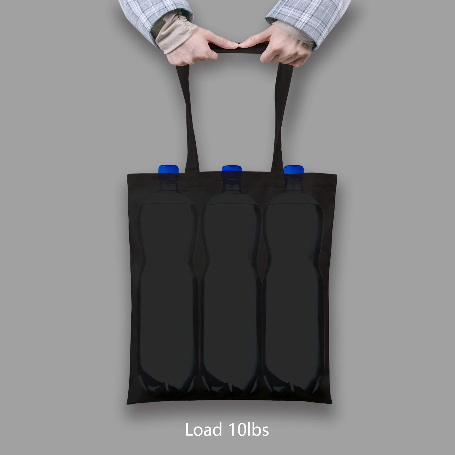 TOPDesign Paquete de 5 bolsas de algodón negro de 16 x 15 pulgadas, bolsas de tela ligeras y medianas reutilizables, adecuadas para bricolaje,