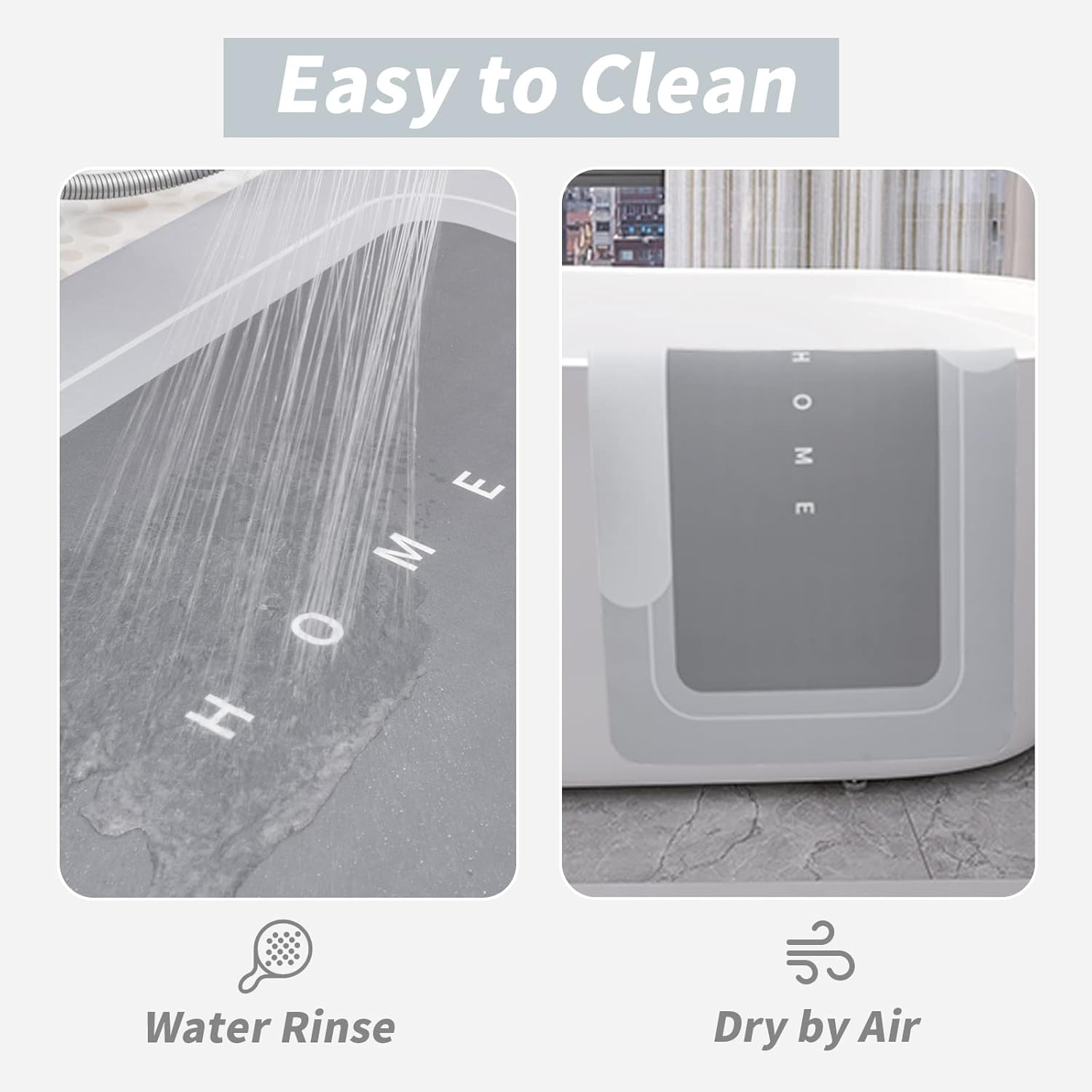 Juego de 3 tapetes de baño absorbentes, de secado rápido, tapetes mágicos de silicona antideslizante con respaldo de goma para baño, cocina, ducha