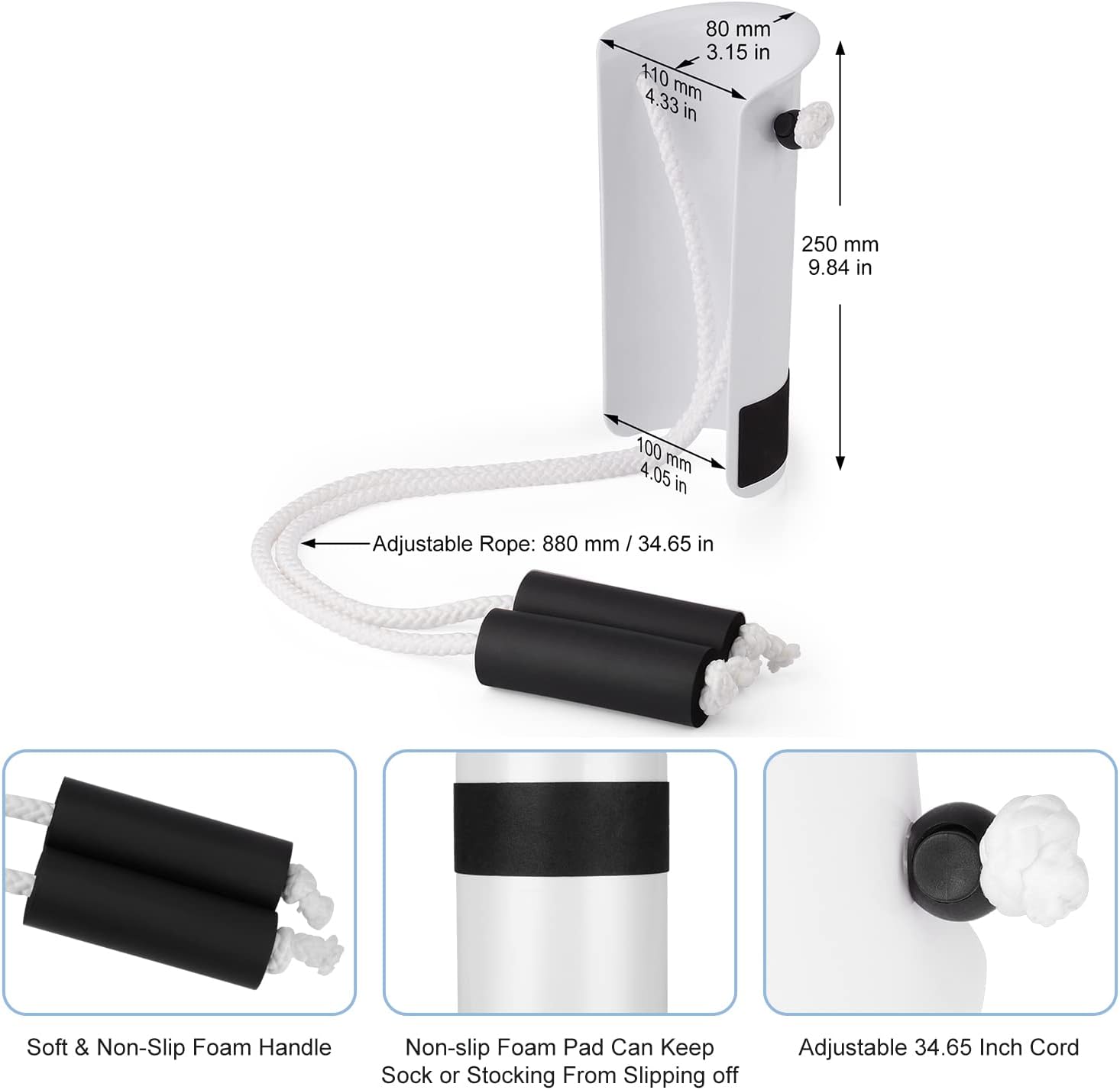 supregear Kit de ayuda de calcetines 4 en 1, kit de ayuda deslizante de calcetines ajustables, kit de ayuda para calcetines, removedor de calcetines
