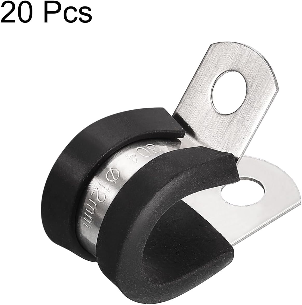 uxcell Abrazadera de cable de 12 pulgada (0.472 in) de acero inoxidable 304 Abrazadera aislada acolchada de goma de acero inoxidable en forma de R