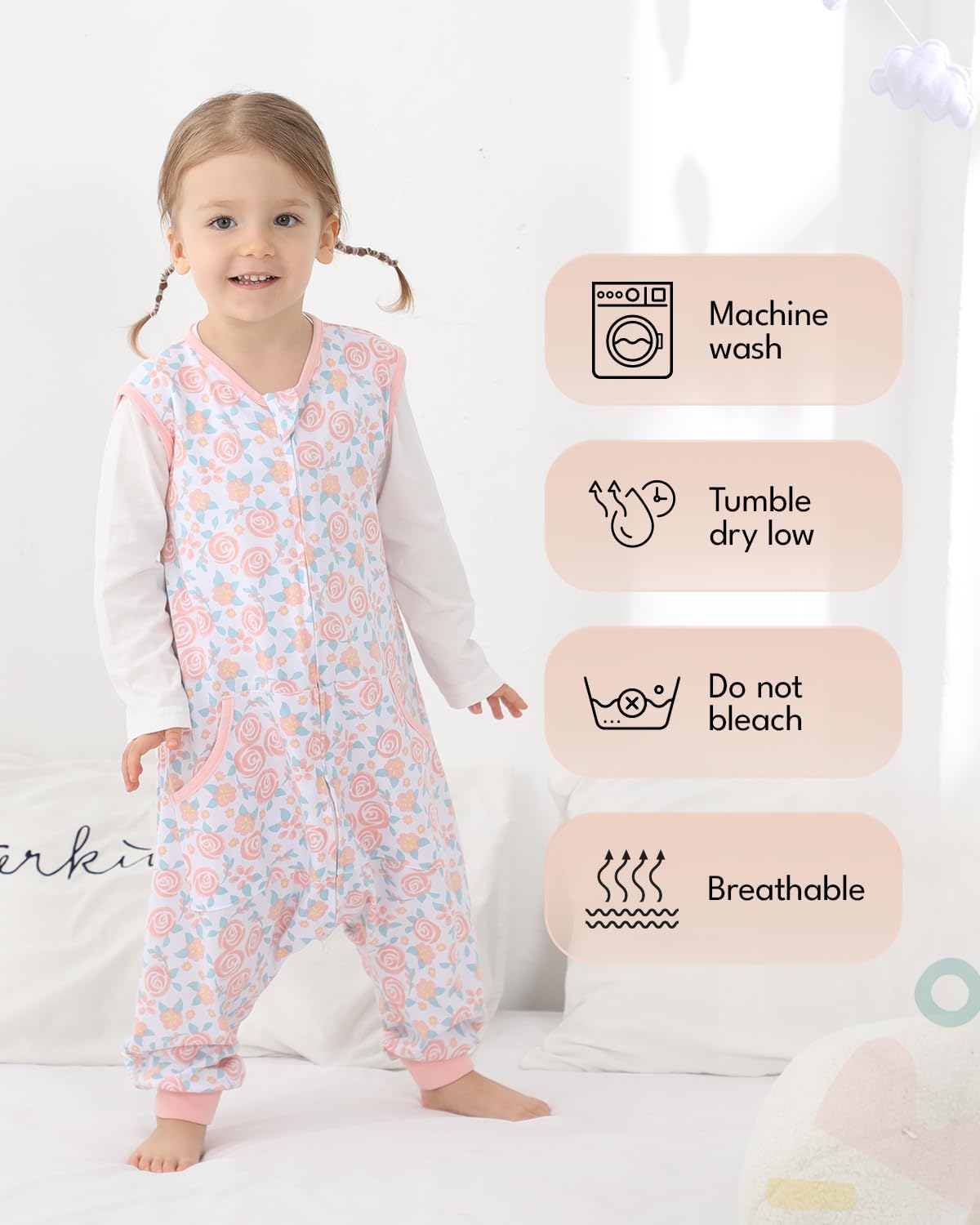 HOMEAL Saco de dormir con piernas, saco de dormir de verano para niños de 2 a 3 años, manta portátil para bebé, saco de dormir para niños pequeños