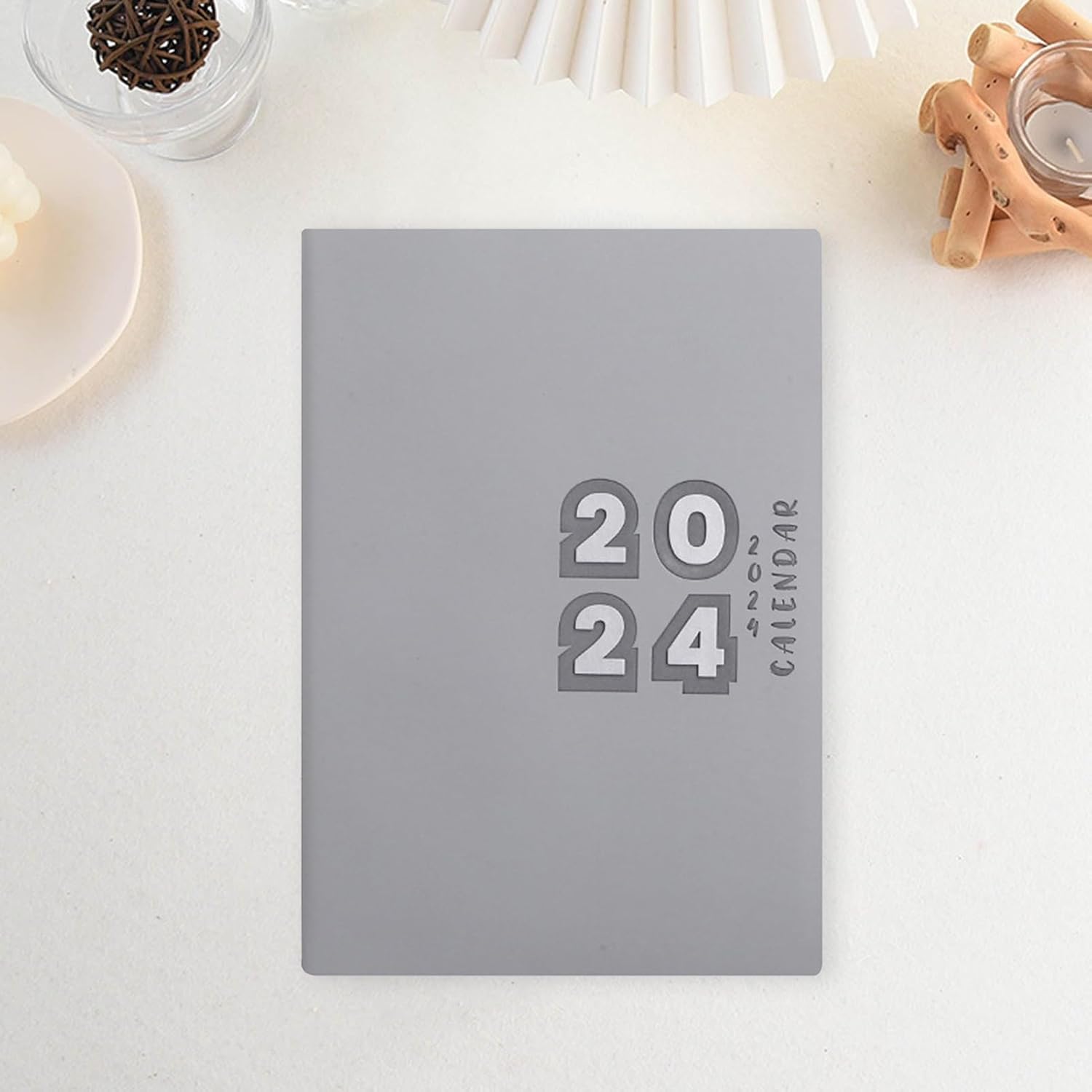 Frogued Agenda de escritura suave 2024 mensual de piel sintética, 12 meses, calendario A5, 155 hojas, pestañas de encuadernación de alambre, libro