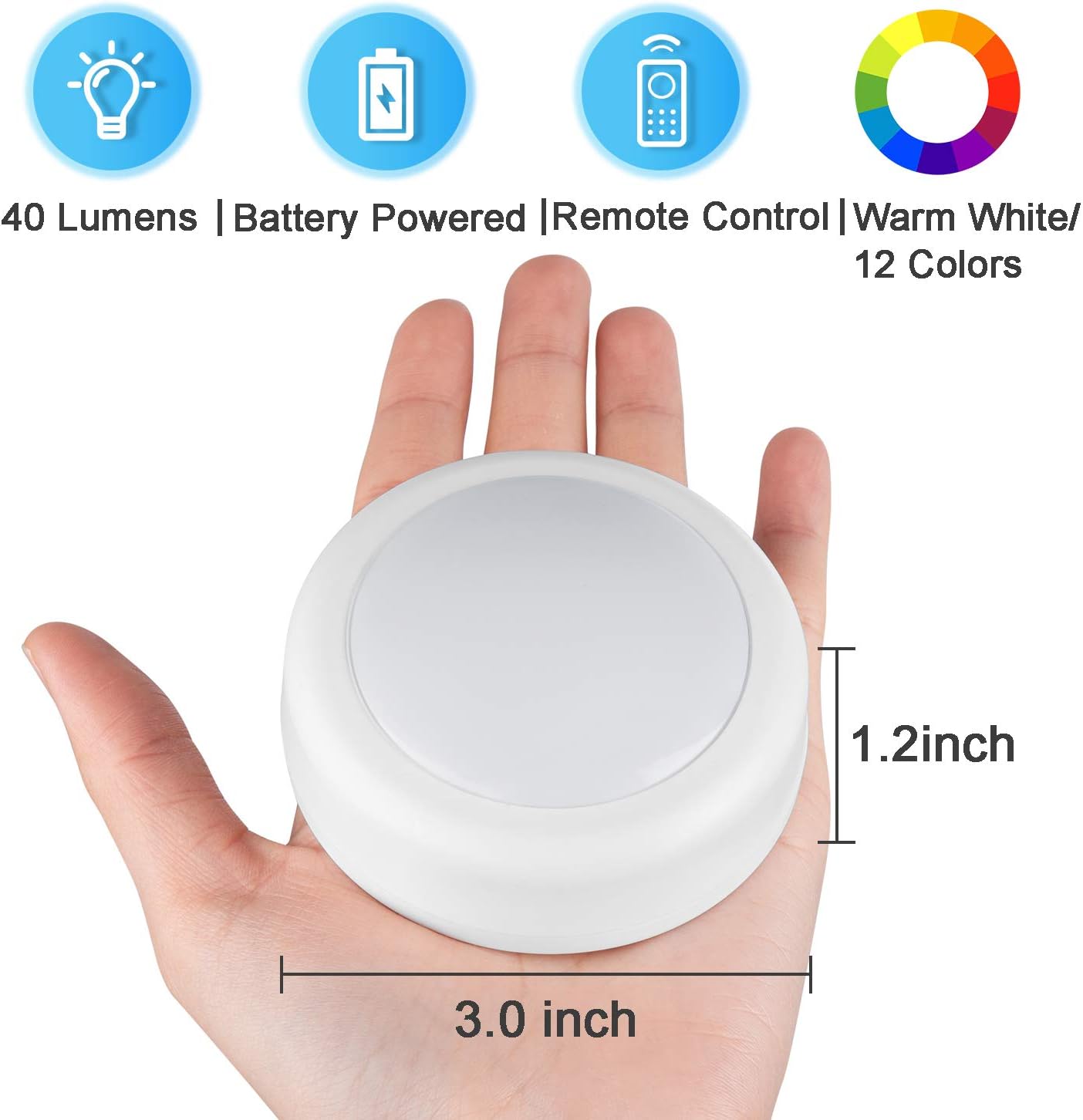 Iluminación LED para debajo del gabinete, funciona con pilas, 6 luces de disco con control remoto, luces de armario de cocina, luces adhesivas de 13