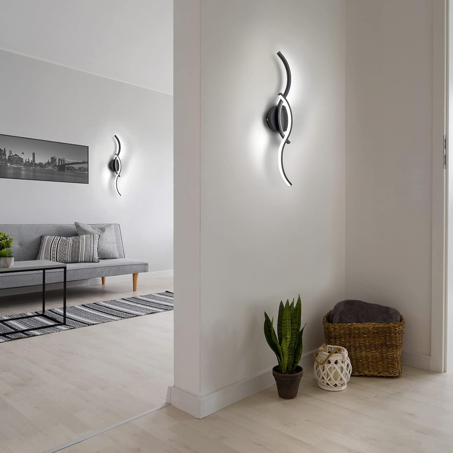 EDISLIVE Moderna lámpara LED de tocador, regulable, moderna lámpara de tocador LED lineal, con pantalla de tira acrílica, luces LED de tocador de 24