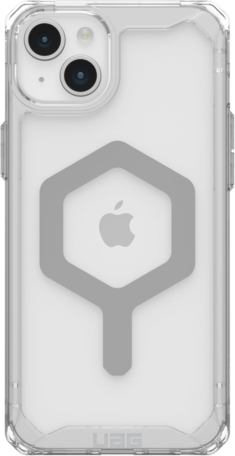 URBAN ARMOR GEAR UAG – Funda compatible con iPhone 15 Plus de 6.7 pulgadas Plyo IceSilver imán integrado compatible con carga MagSafe, resistente,