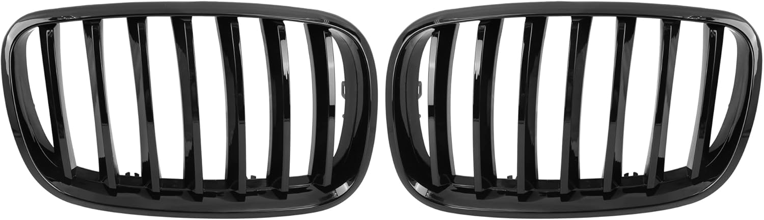 X AUTOHAUX Par de parrilla de riñón de capó frontal negro brillante para BMW E70 X5 E71 X6 4D 2007-2013