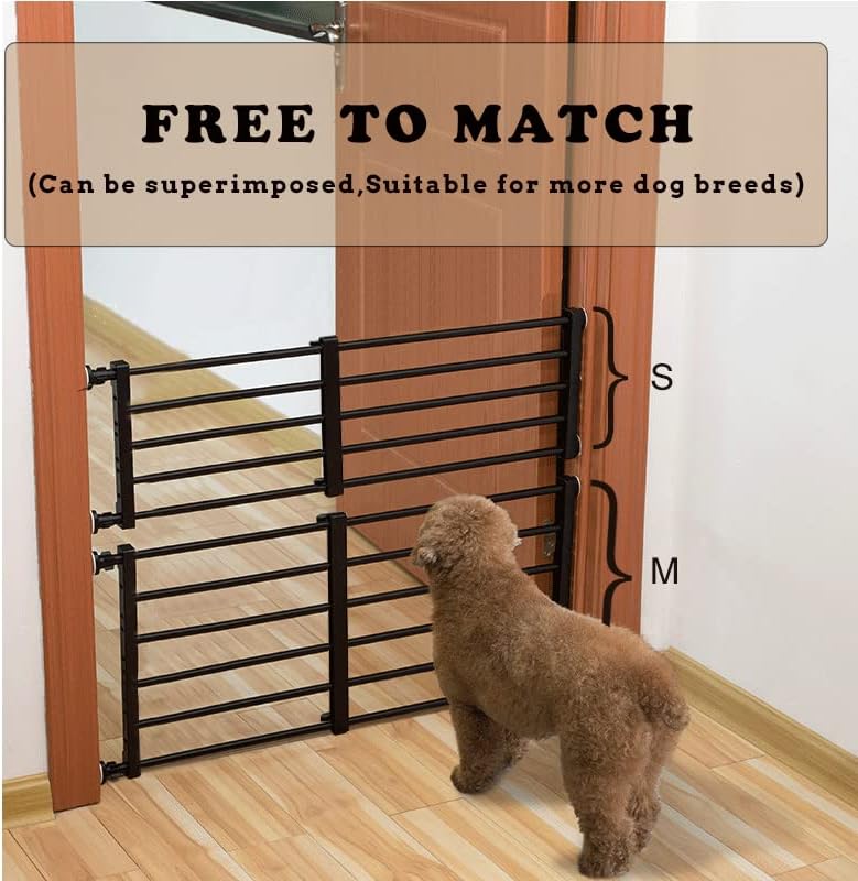 Puerta corta para perro expandible de 22 a 39.37 pulgadas para pisar, puerta pequeña para mascotas de montaje a presión, puerta baja para mascotas