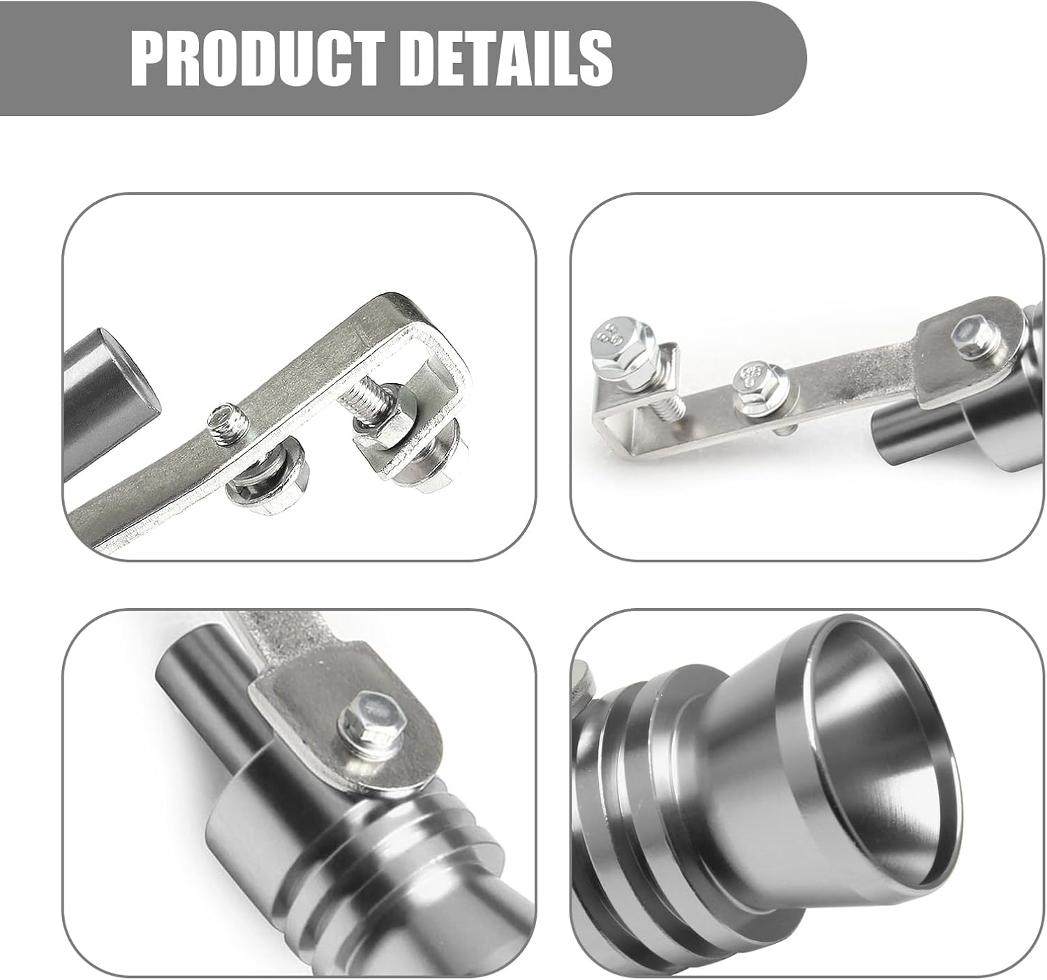Pack-2 Silbato de turbina para automóvil, 4.05 x 0.9 pulgadas, potenciador de sonido de tubo de escape trasero con llave de tornillo, silenciador de