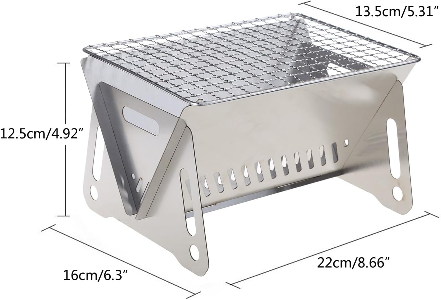 Parrilla portátil de acero inoxidable para barbacoa, parrilla plegable de carbón para tarjetas al aire libre, pequeña herramienta de barbacoa para