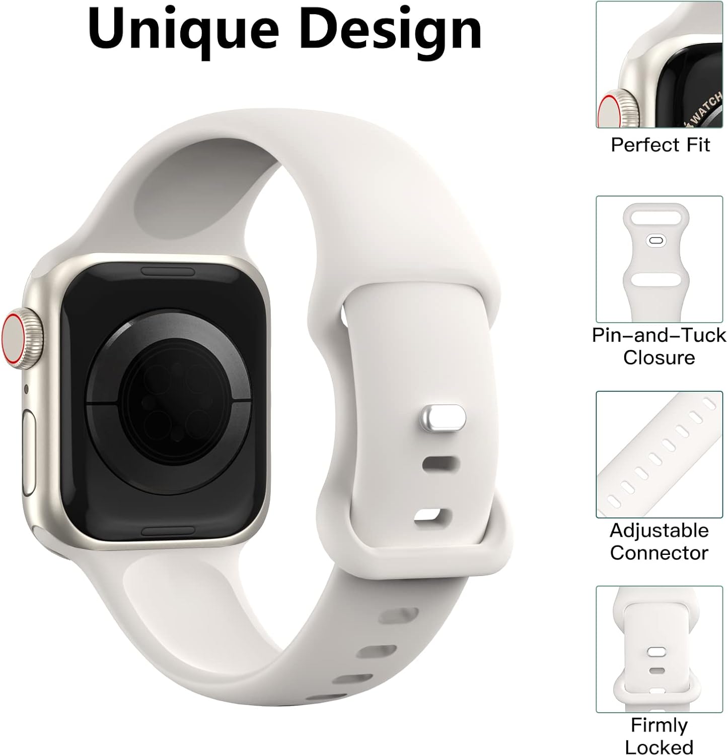 Correas deportivas compatibles con correas de Apple Watch de 1.496, 1.575, 1.614, 1.654, 1.732, 1.772 pulgadas, correa impermeable de silicona suave