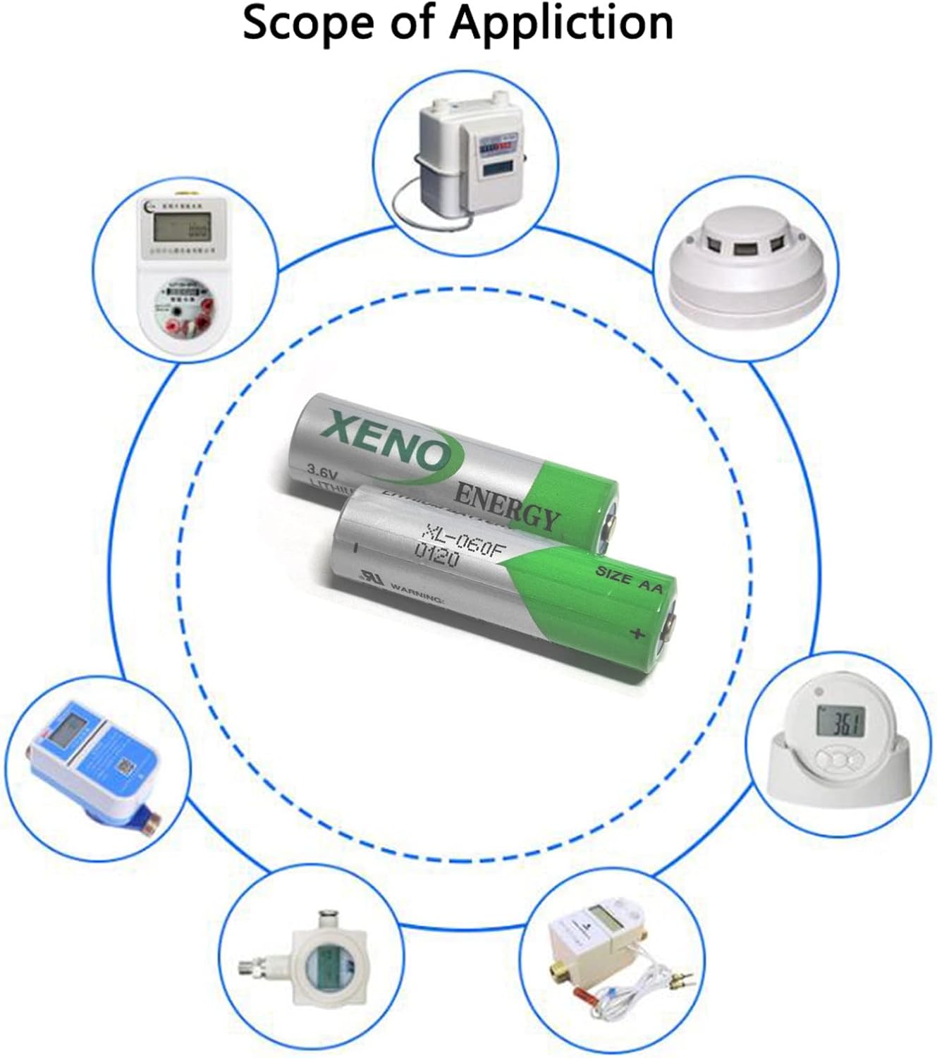 Paquete de 10 baterías Xeno XL-060f AA 2400mAh 3.6V de cloruro de tionilo de litio para sistemas de alarma, dispositivos de seguimiento