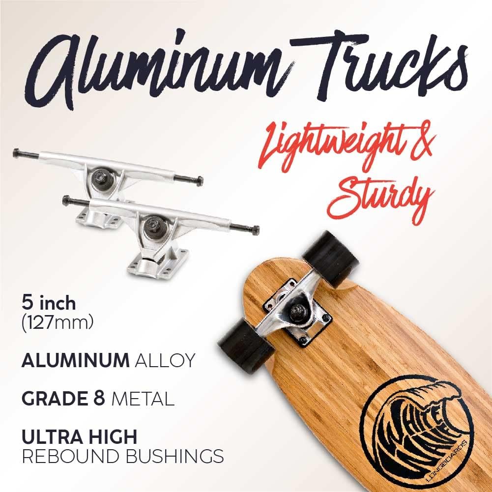 White Wave Patineta larga de bambú. Tabla larga Cruiser Drop Deck para crucero, tallado y diversión de estilo libre, ideal para ciclistas