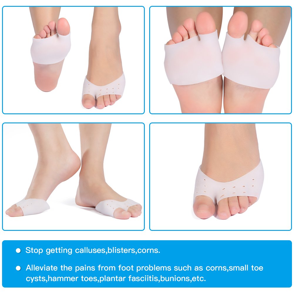 FILFEEL Almohadillas metatarsianas, 1 par de almohadillas de gel para juanetes, plantillas para el antepié, alivio del dolor neuroma, previene
