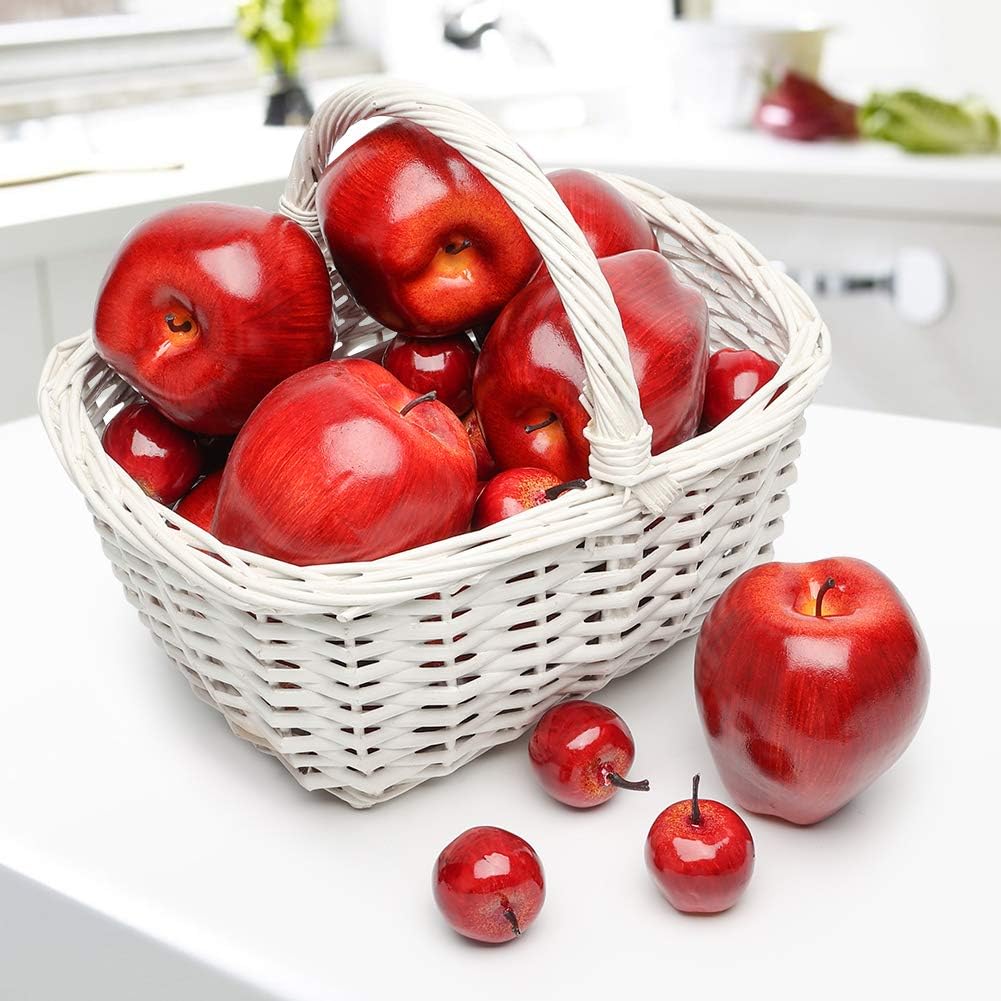 BigOtters Manzanas artificiales, 30 piezas de frutas falsas, manzanas rojas, manzana roja oscura, simulación realista para el hogar, casa, cocina,