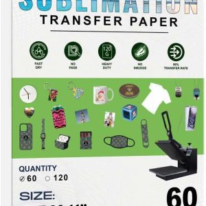 INNOSUB INNOSUB USA – Papel de transferencia de sublimación de tinte para impresoras de inyección de tinta (paquete de 60 hojas) de 8.5 x 11 INNOSUB INNOSUB USA – Papel de transferencia de sublimación de tinte para impresoras de inyección de tinta (paquete de 60 hojas) de 8.5 x 11