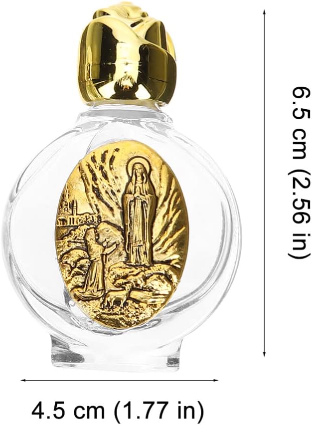 VOSAREA 2 botellas de agua bendita de vidrio Jesús en botella, botella vacía de aceite esencial, botella de perfume, contenedor de agua católica