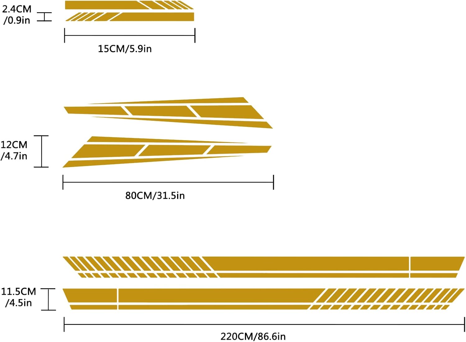 Coche Hood Cuerpo Espejo Retrovisor Personalidad Tirar Flor Modificación Pegatinas Decorativas 6 PCS YQ07 (Dorado)