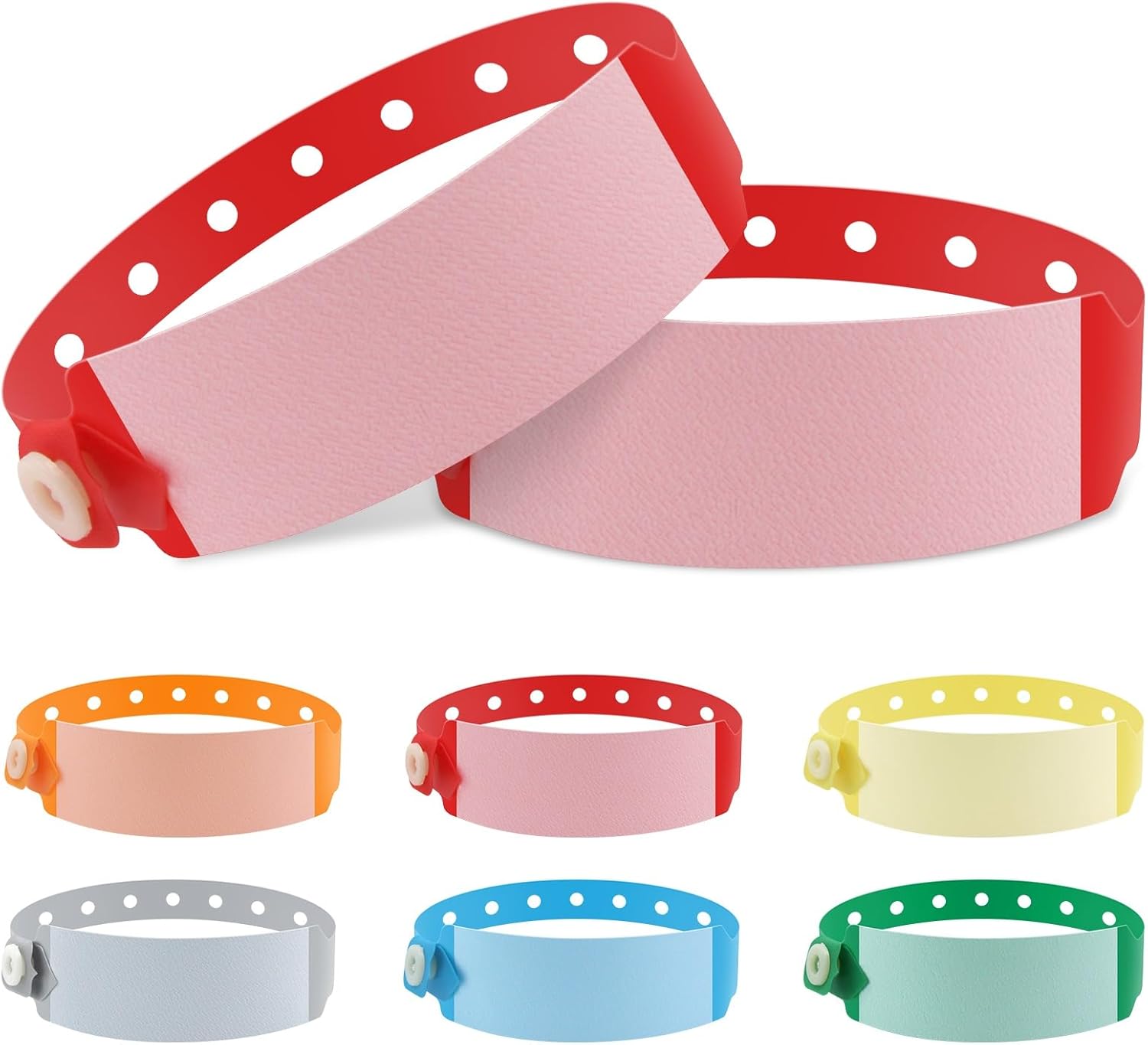 100 pulseras de vinilo para identificación de hospital, pulsera médica ajustable impermeable, pulsera desechable para hospital (color rojo)